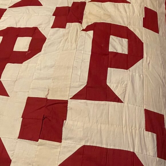 Finished Vintage 1950’s Quilt Red and White, 80”x64” - Picture 5 of 5